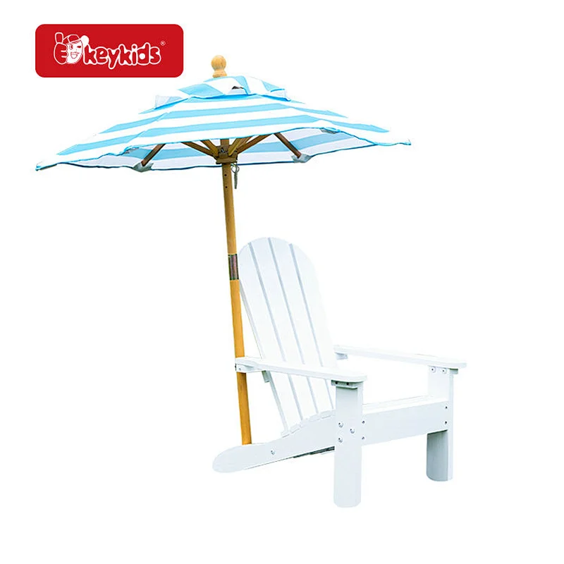 Factory Customize White Outdoor Kids Wooden Adirondack Chair with Umbrella W01D269