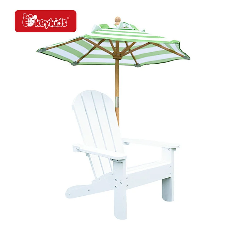 Factory Customize White Outdoor Kids Wooden Adirondack Chair with Umbrella W01D269