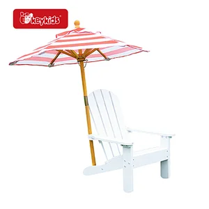 Factory Customize White Outdoor Kids Wooden Adirondack Chair with Umbrella W01D269